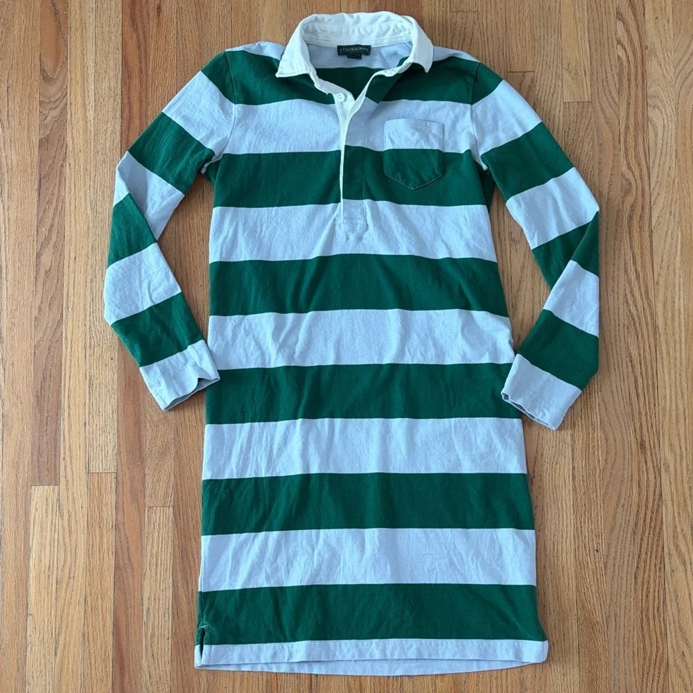 J. Crew Green and Light Blue Rugby Dress